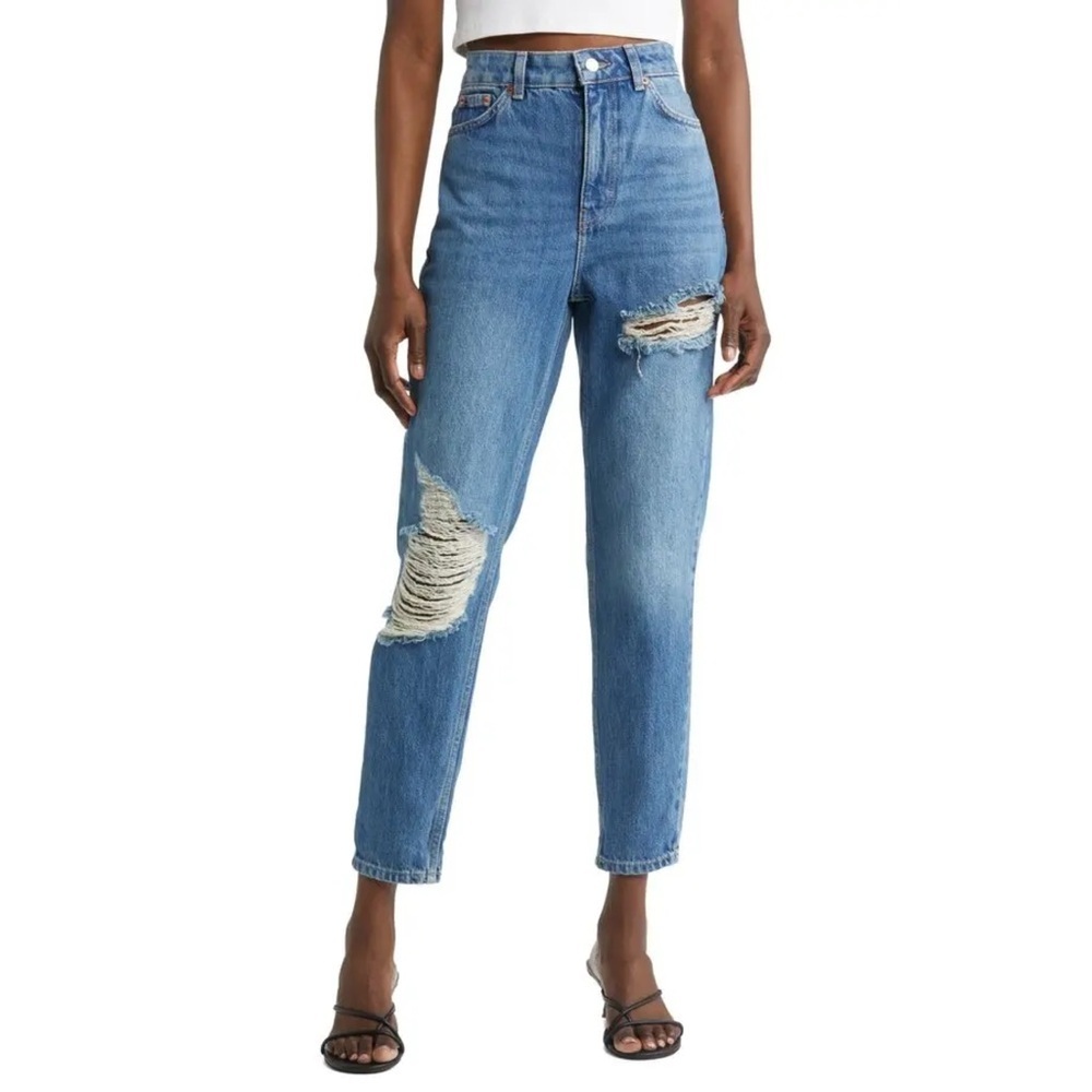 Topshop Distressed Ankle Mom Jeans